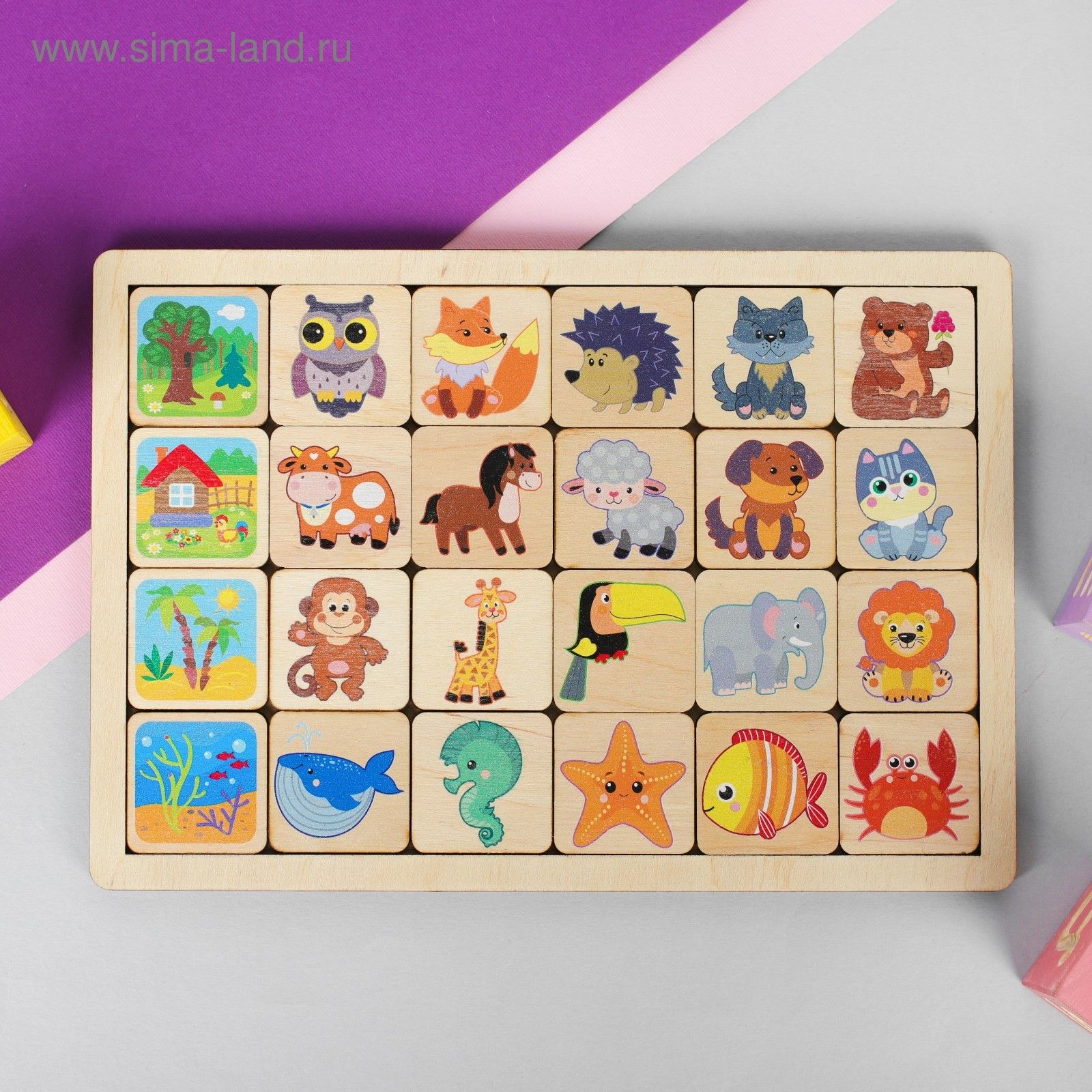Игра развивающая деревянная "Кто где живет"