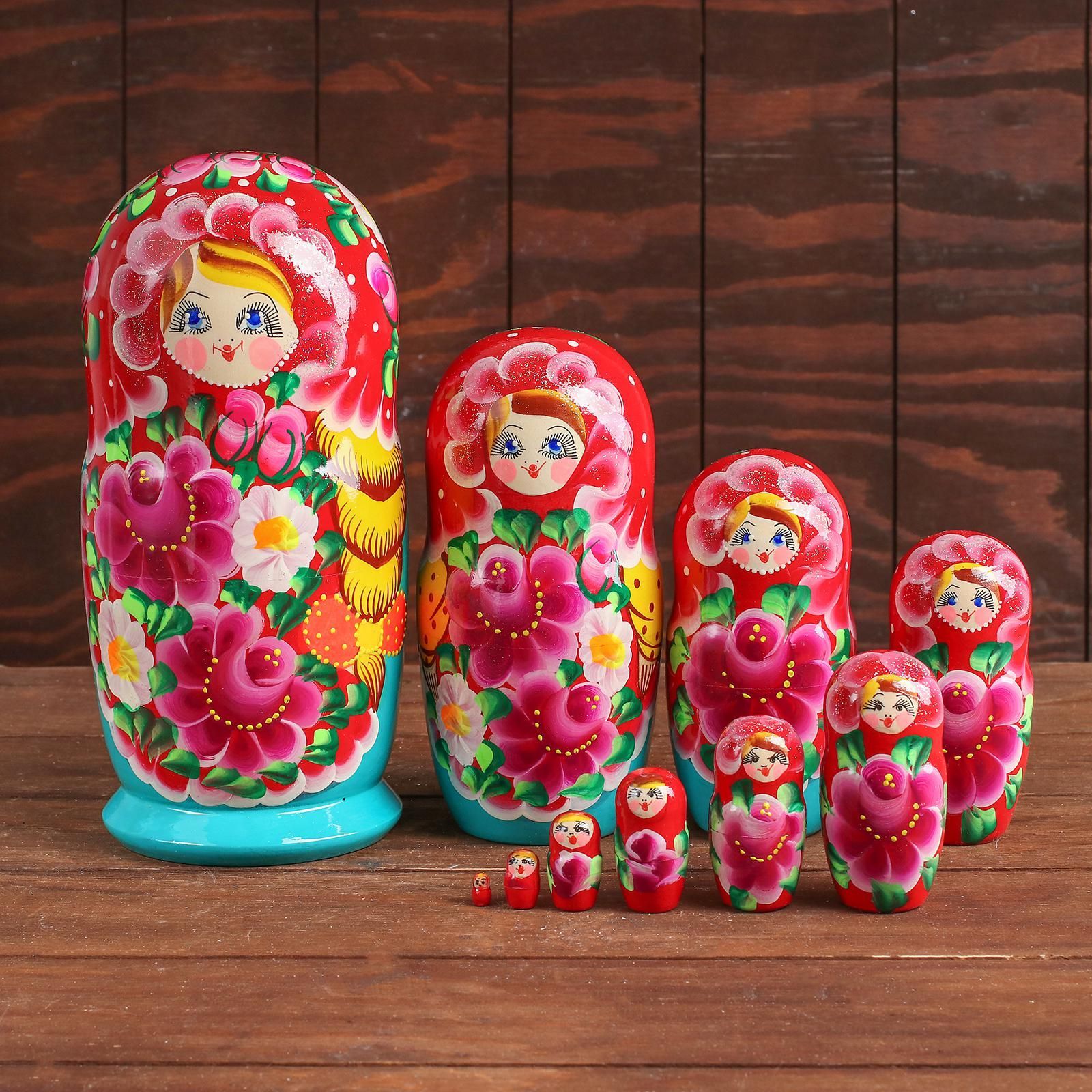 Матрешка 10 в 1, расписная большая