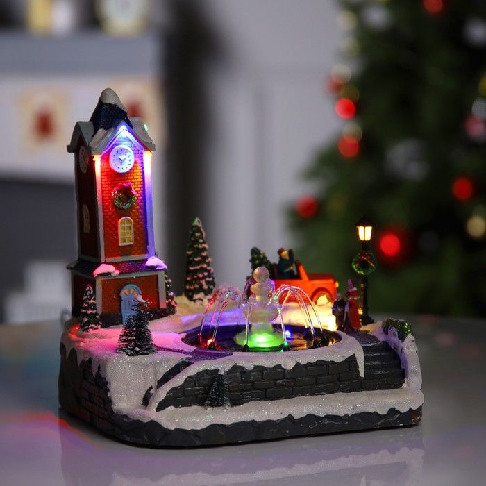 Светодиодная фигура новогодняя Ратуша 25.5х25.5х21 см, полистоун, USB, свечение мульти