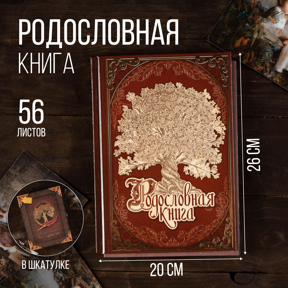 Родословная книга "Древо семьи" в шкатулке, 20 х 26 см