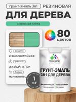 Латексная Грунт-Эмаль 3 в 1 Malare для деревянных поверхностей с антисептическим эффектом, быстросохнущая моющаяся без запаха полуглянцевая, снежная мята, 1 кг