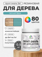 Латексная Грунт-Эмаль 3 в 1 Malare для деревянных поверхностей с антисептическим эффектом, быстросохнущая моющаяся без запаха полуглянцевая, летний бриз, 0.5 кг