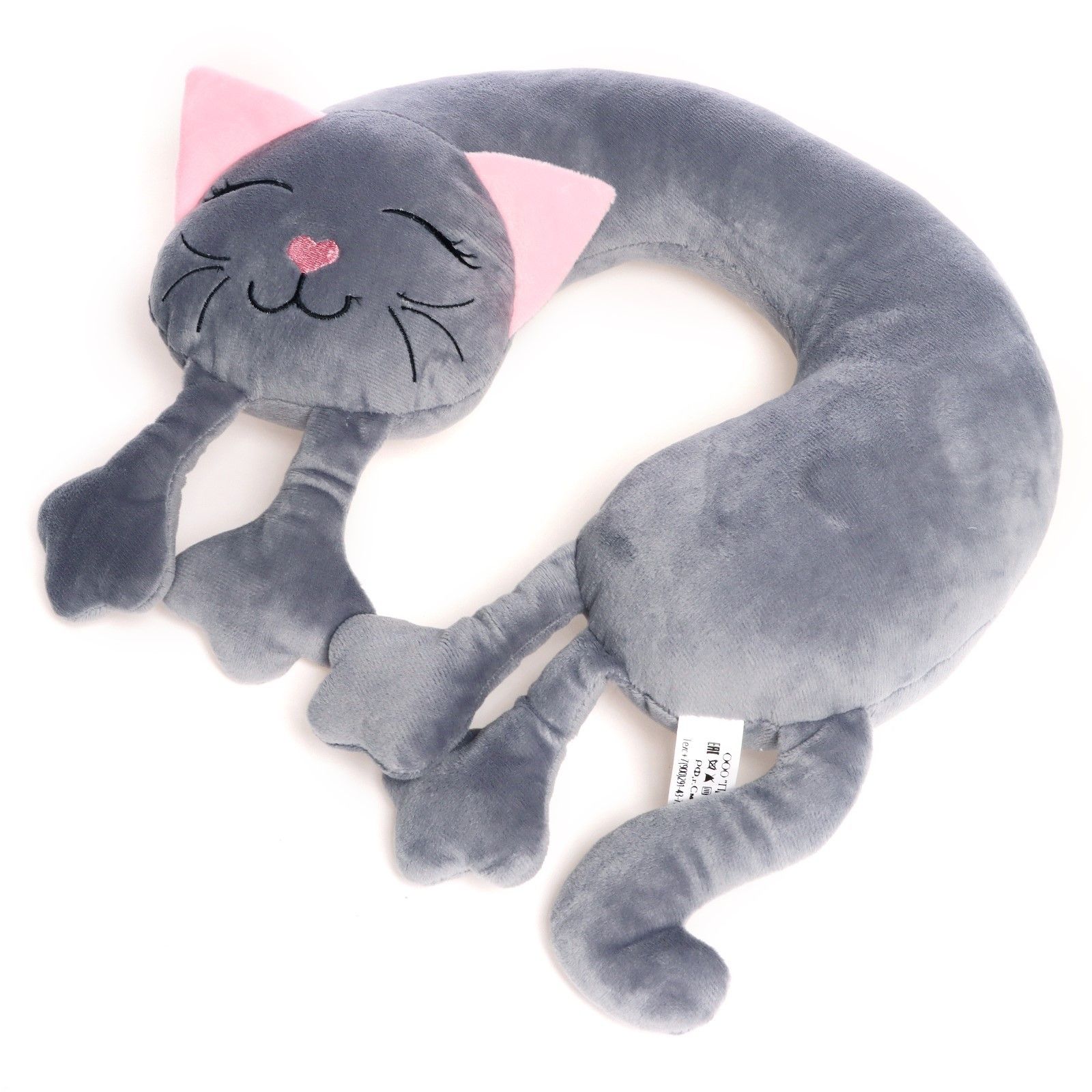 Мягкая игрушка-подушка Кошка , цвет серый
