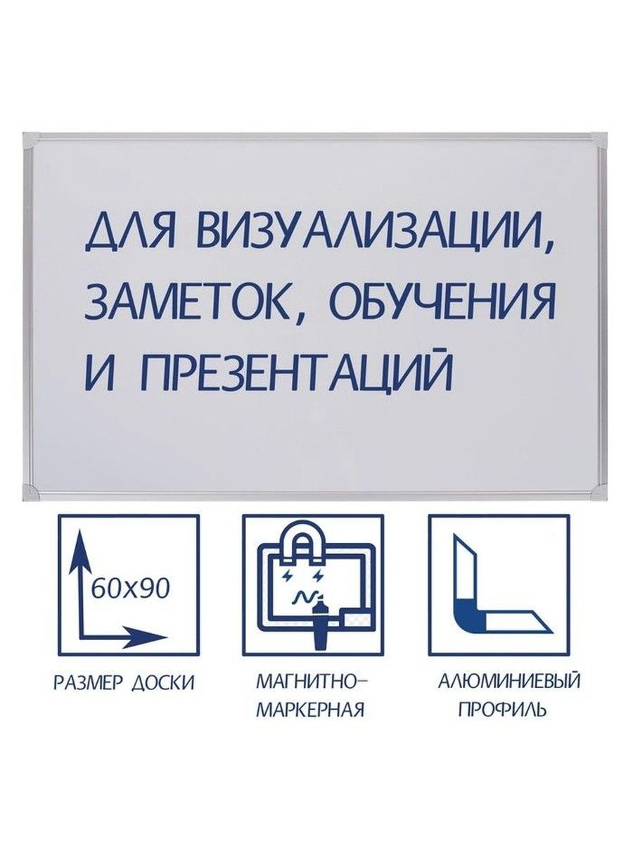 Доска магнитно-маркерная 60х90 см, в алюминиевой рамке