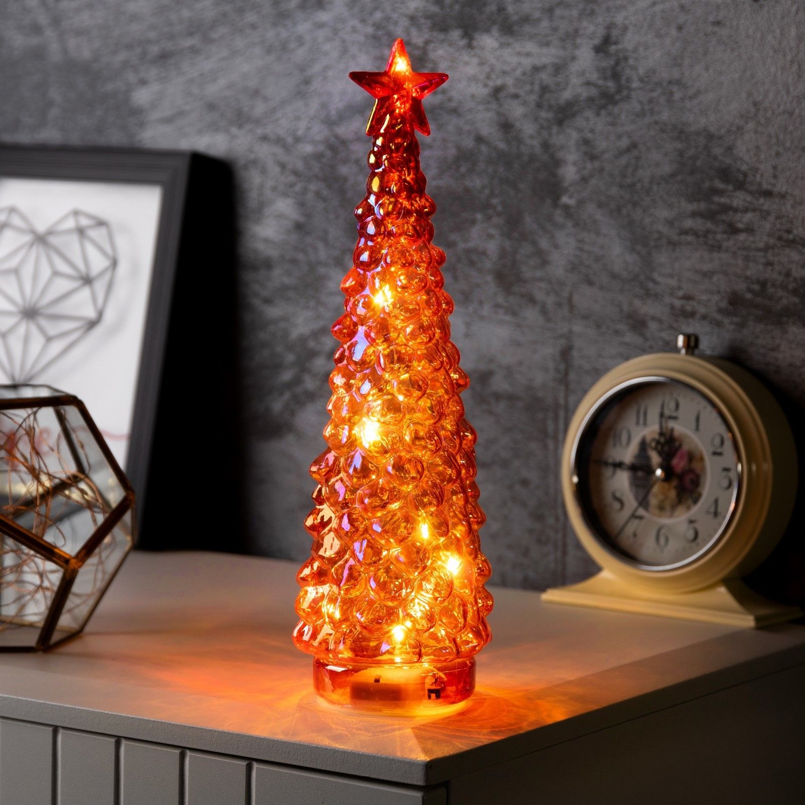 Фигура световая Елка красная, 28х12 см, 10 LED, батарейки АААх2, свечение тёплое белое