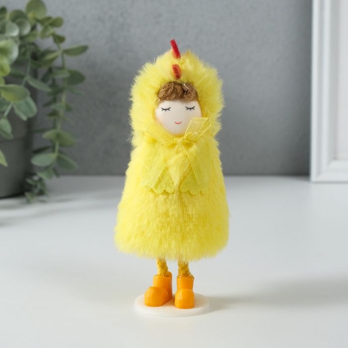 Игрушка новогодняя, "Девочка в костюме цыплёнка / 6х7х13.5 см, текстиль / Украшение на праздник