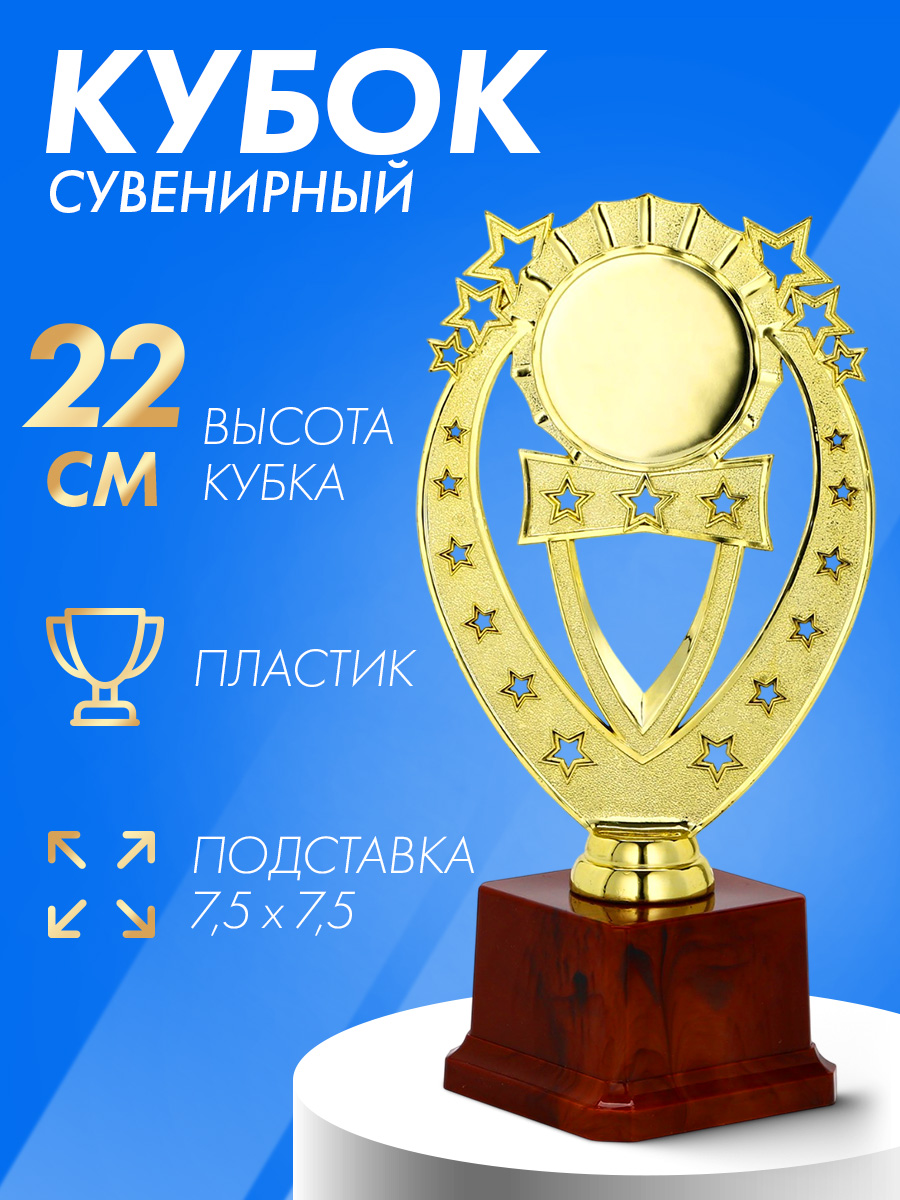Кубок для награждения спортивный, подарок выпускнику, в школу, пластик, 22 х 9,7 см