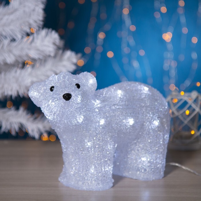 Светодиодная фигура Медведь малый 28х25х15 см, акрил, 40 LED, 220 В, свечение белое