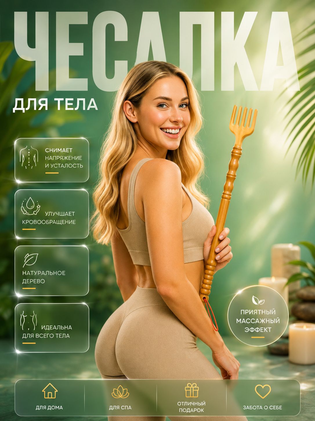ONLITOP Массажер ручной Чесалка для тела / Массажер для спины и шеи