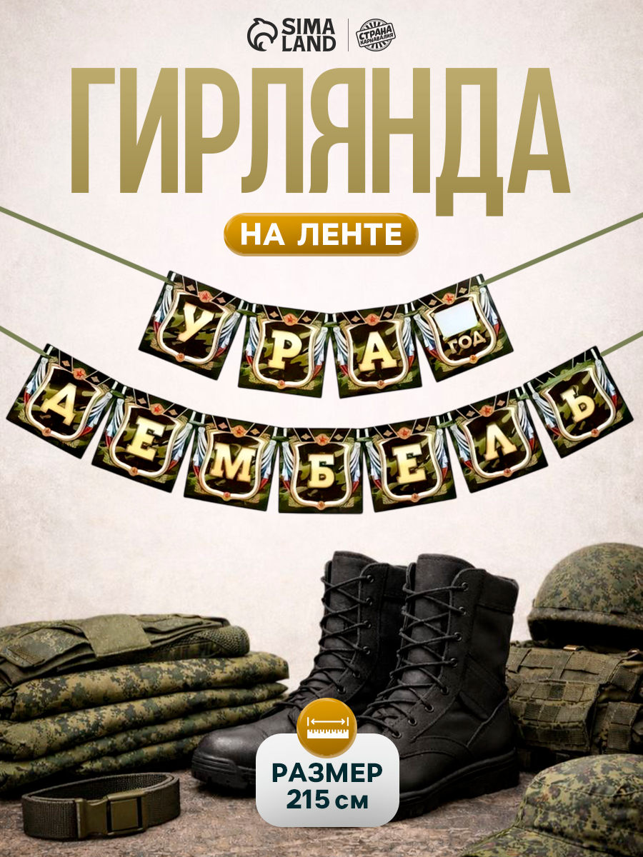 Гирлянда-растяжка на ленте Страна Карнавалия "Дембель" / 215 см