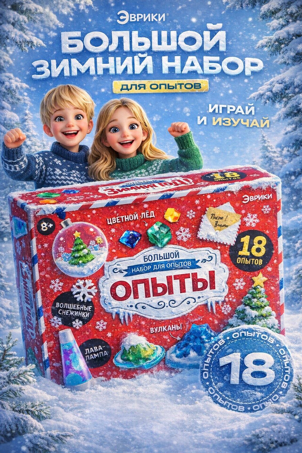 Набор опытов для детей "Новогодние опыты 18 в 1" / Новогодние подарки 2027