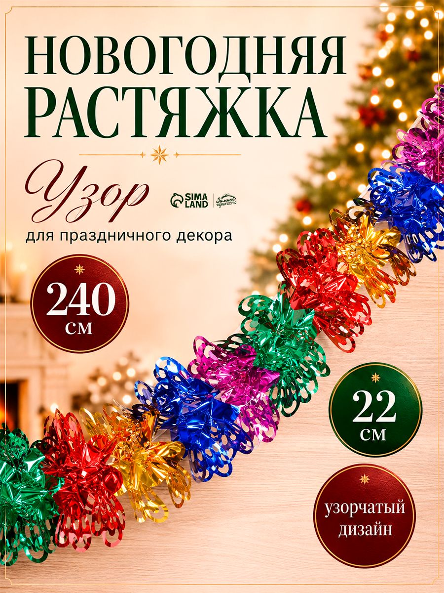Гирлянда, растяжка, украшение на праздник новогоднее, на елку "Узор по кругу"
