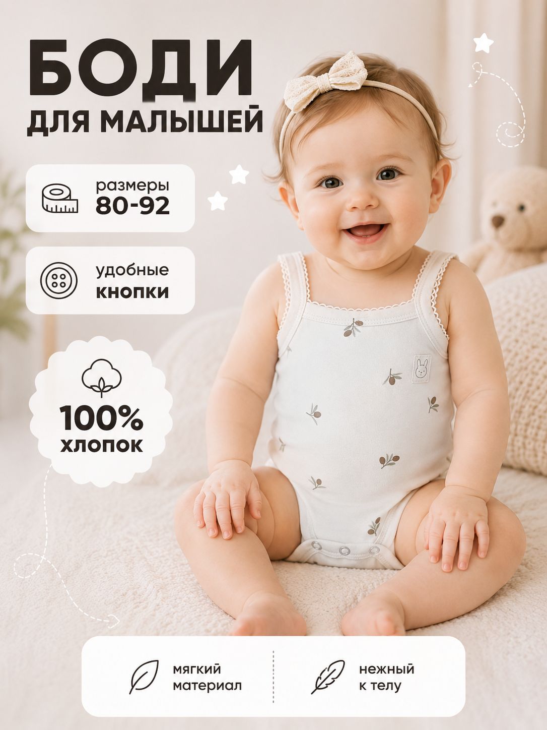 Боди-майка для новорожденных малышей Крошка Я Olives 80-86, для девочек