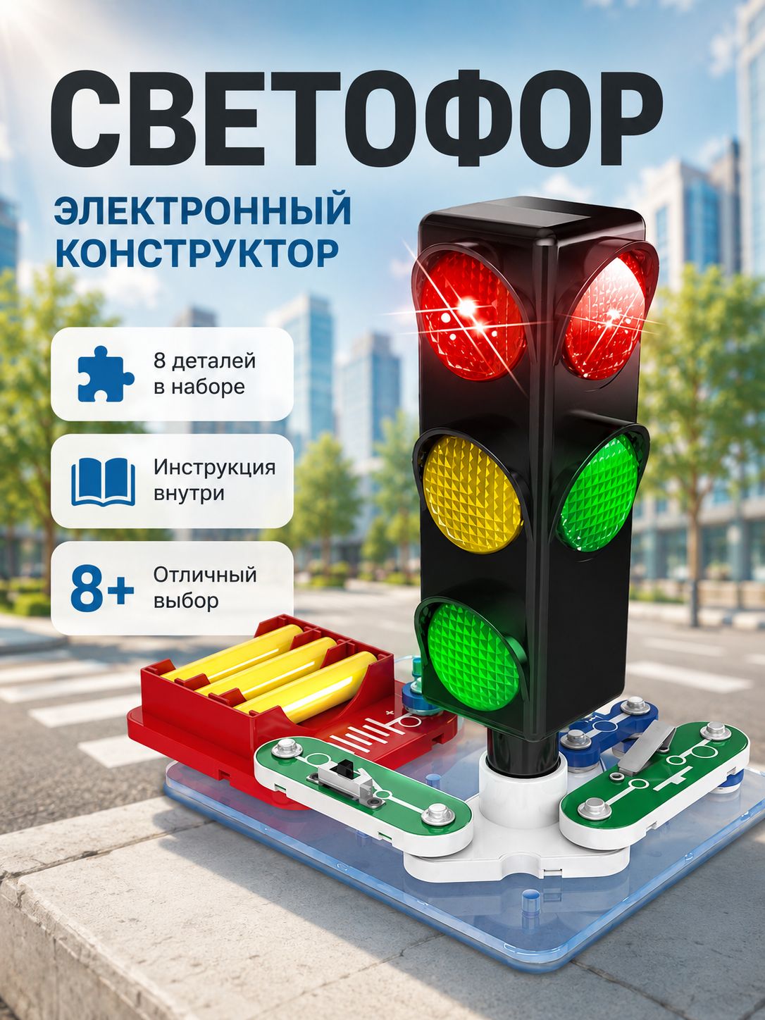 Электронный конструктор "Светофор" своими руками, подарок для мальчика на Новый год
