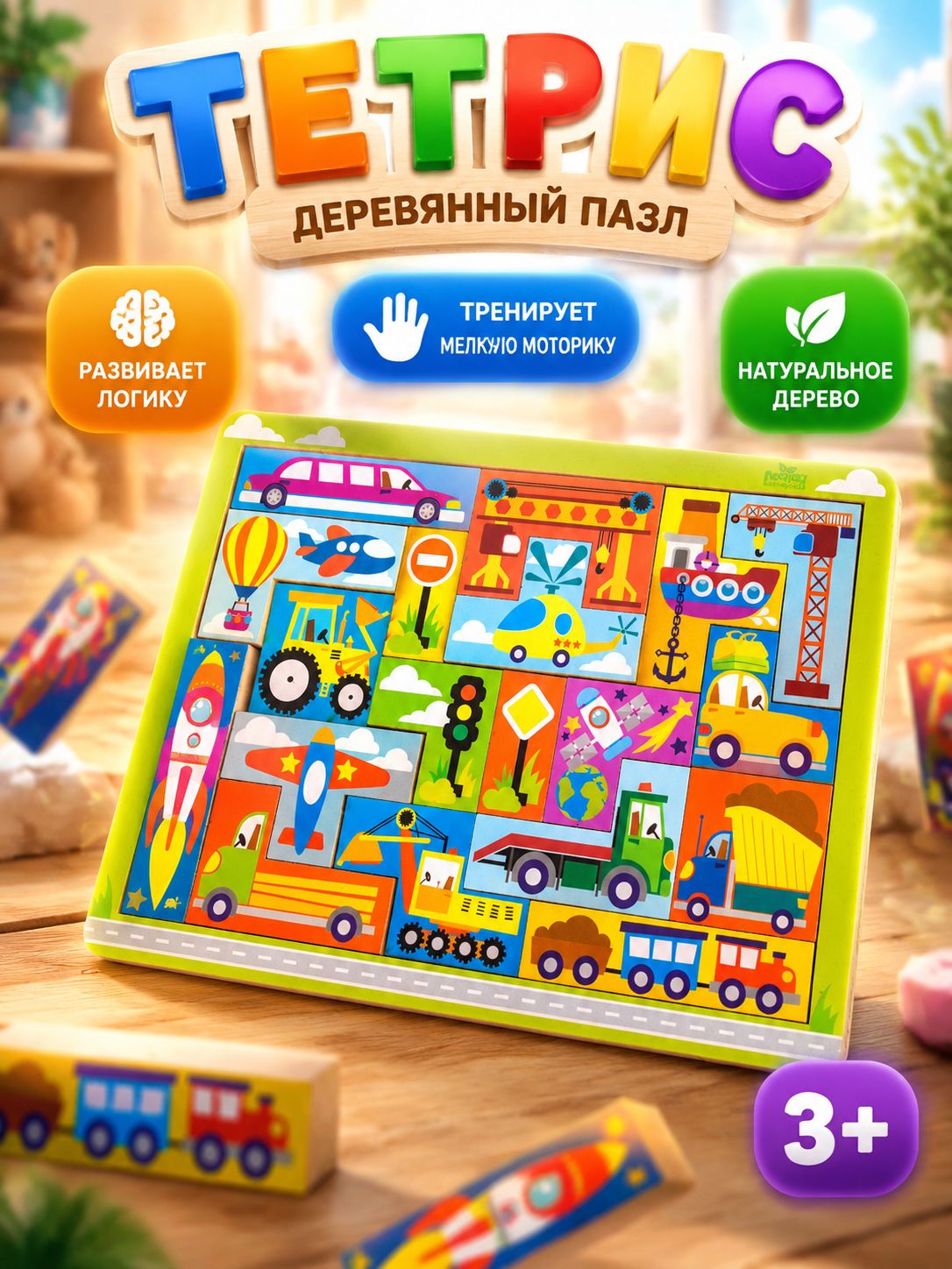Пазл деревянный, "Тетрис деревянный", деревянные пазлы