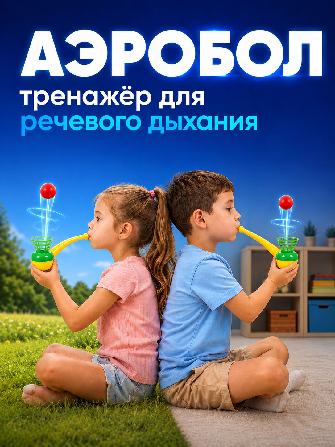 Дыхательный тренажер для детей, "Аэробол", логопедический тренажер для детей