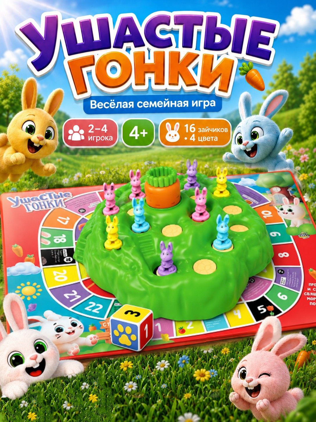 Настольные игры для детей Лас Играс / Ушастые гонки 2 / Ходилка Бродилка , для компании