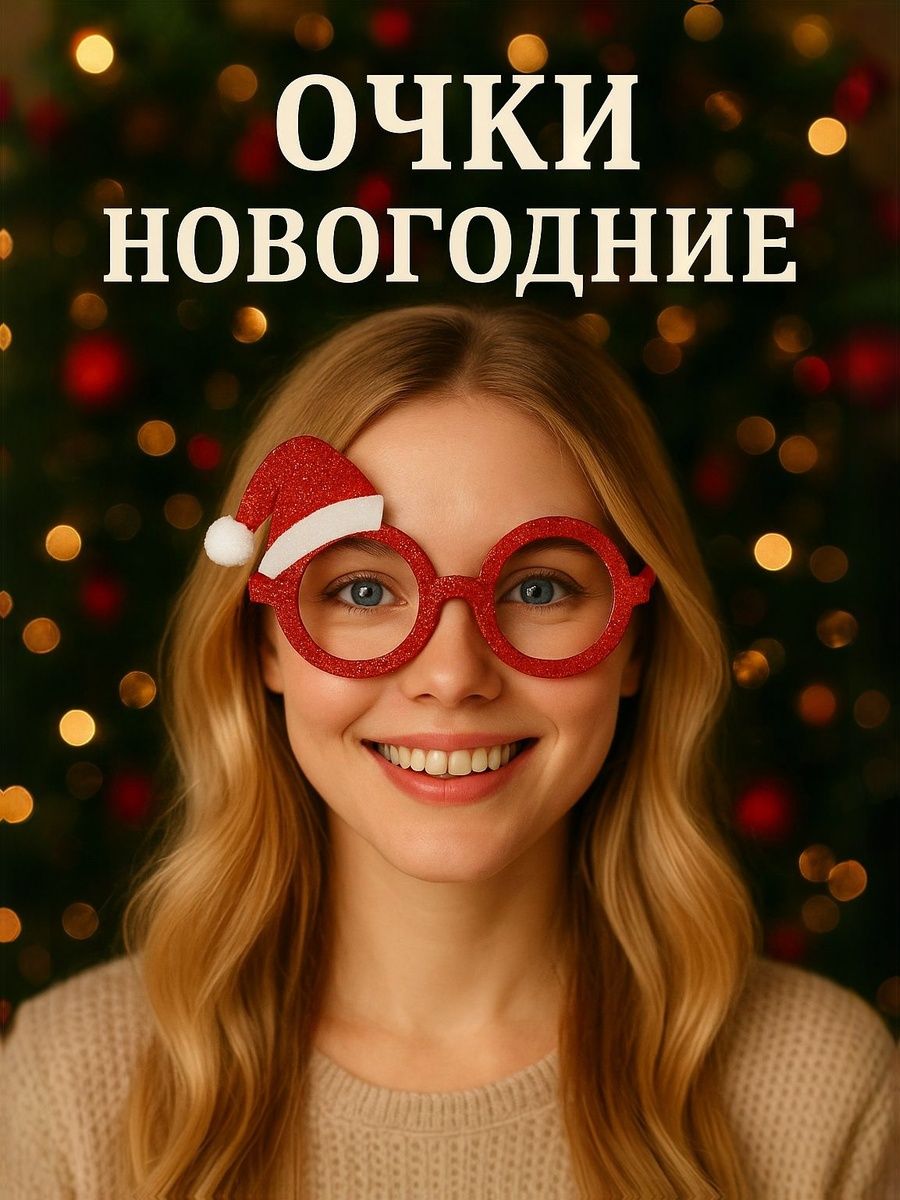 Очки карнавальные новогодние Колпачок