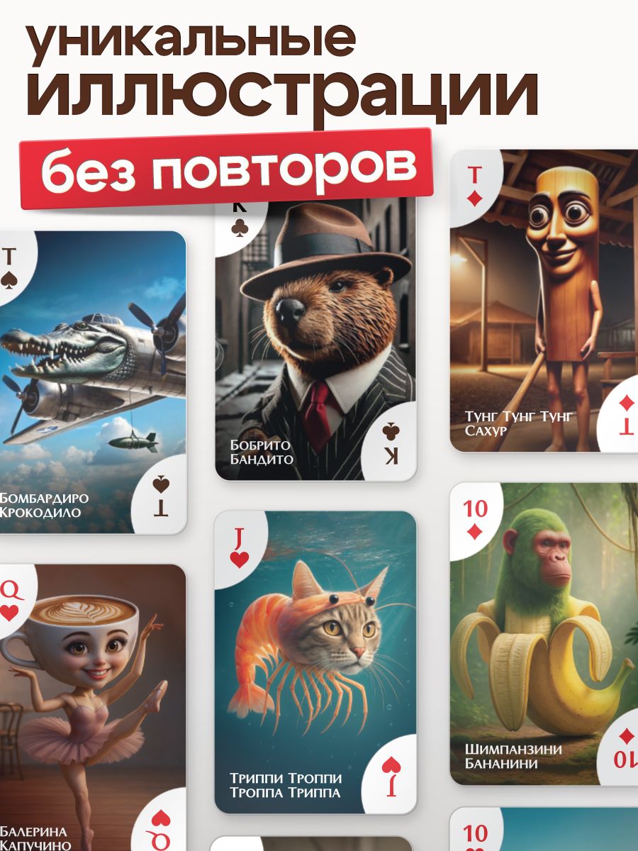 Карты игральные Лас Играс / Итальянские мемы / Настольные игры для компании детей и взрослых