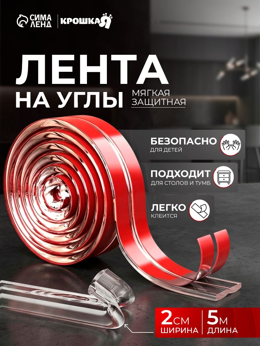 Защитная лента для углов, 5 метров, ширина 2 см / силиконовая, прозрачная