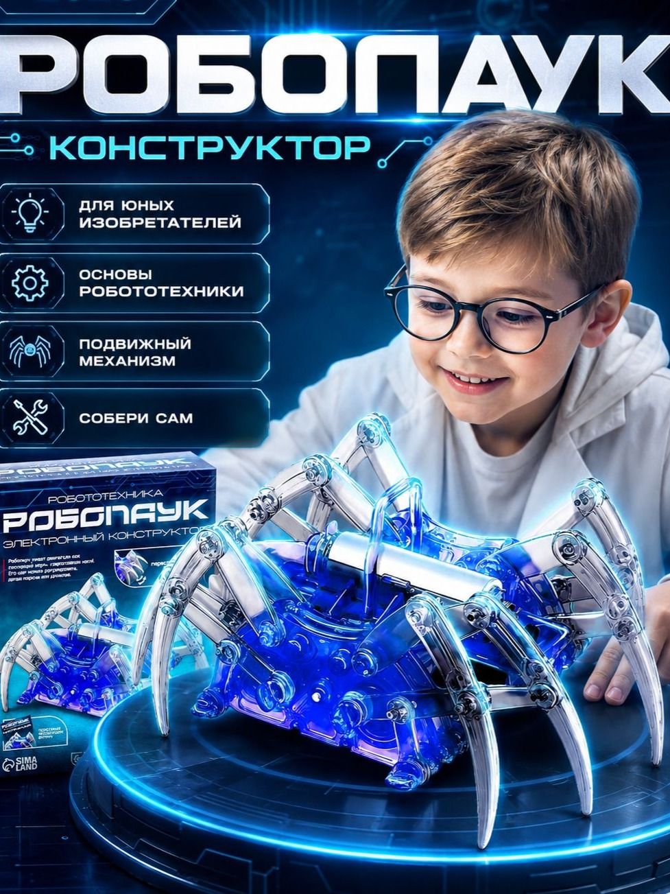 Электронный конструктор "Робот-паук", развивающий подарок для мальчика на Новый год