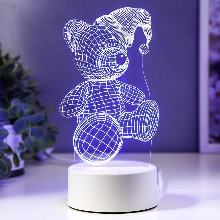 3D светильник "Мишка в шапке" LED RGB