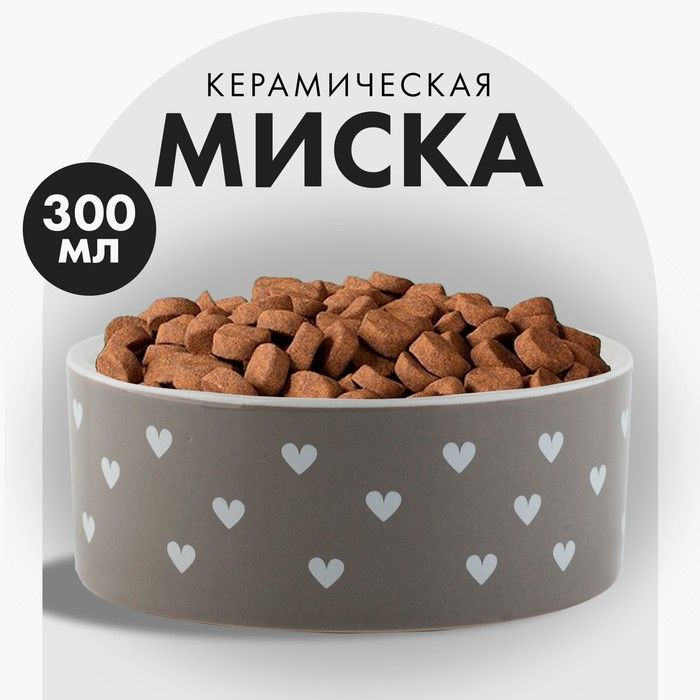 Миска керамическая Счастье есть , 300 мл, для кошек и собак