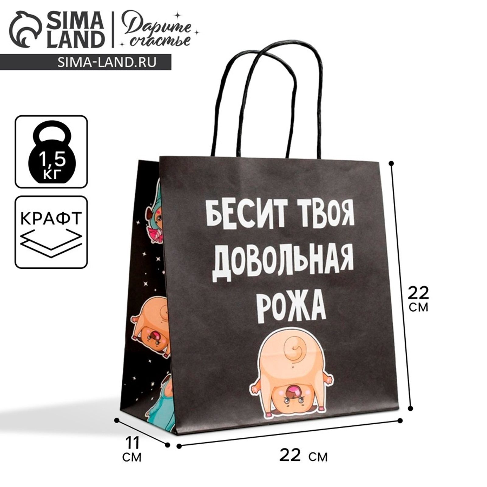 Пакет подарочный, квадратный "Бесит", 22 х 22 х 11 см