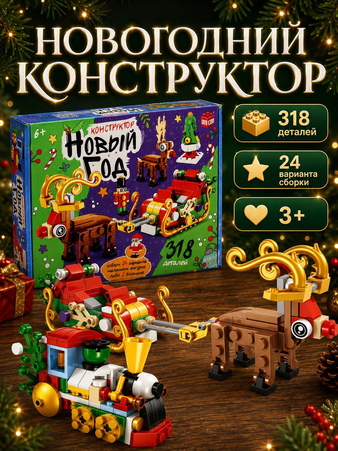 Конструктор для мальчика "Новогодние истории 12 в 1" / Мини подарки для детей