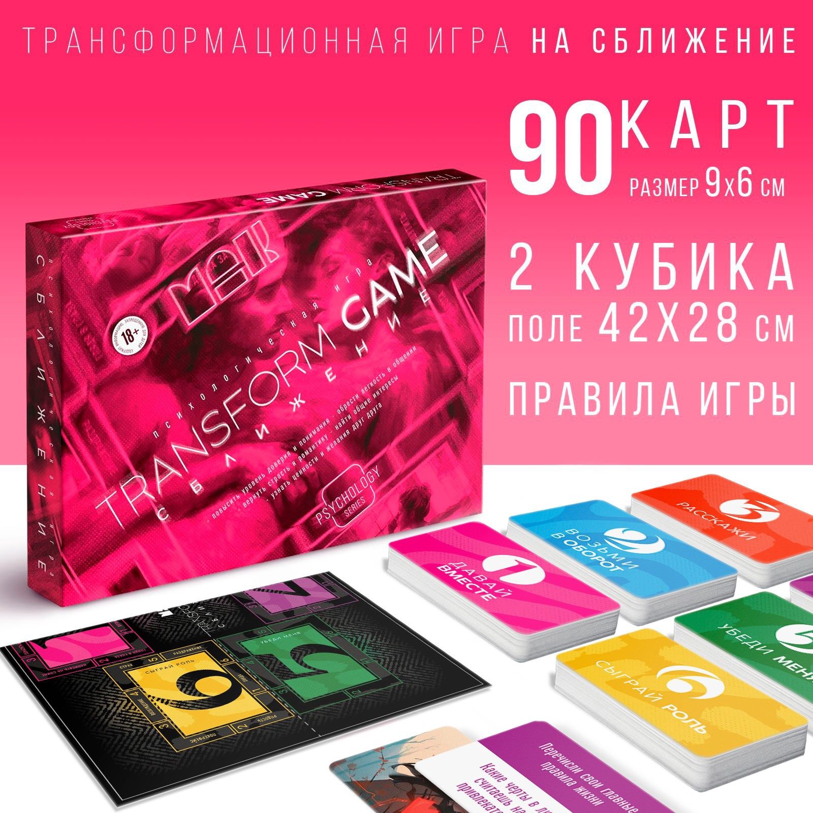 Настольная игра психологическая Сближение с метафорическими картами, 90 карт, игровое поле, 2 кубика, 18+