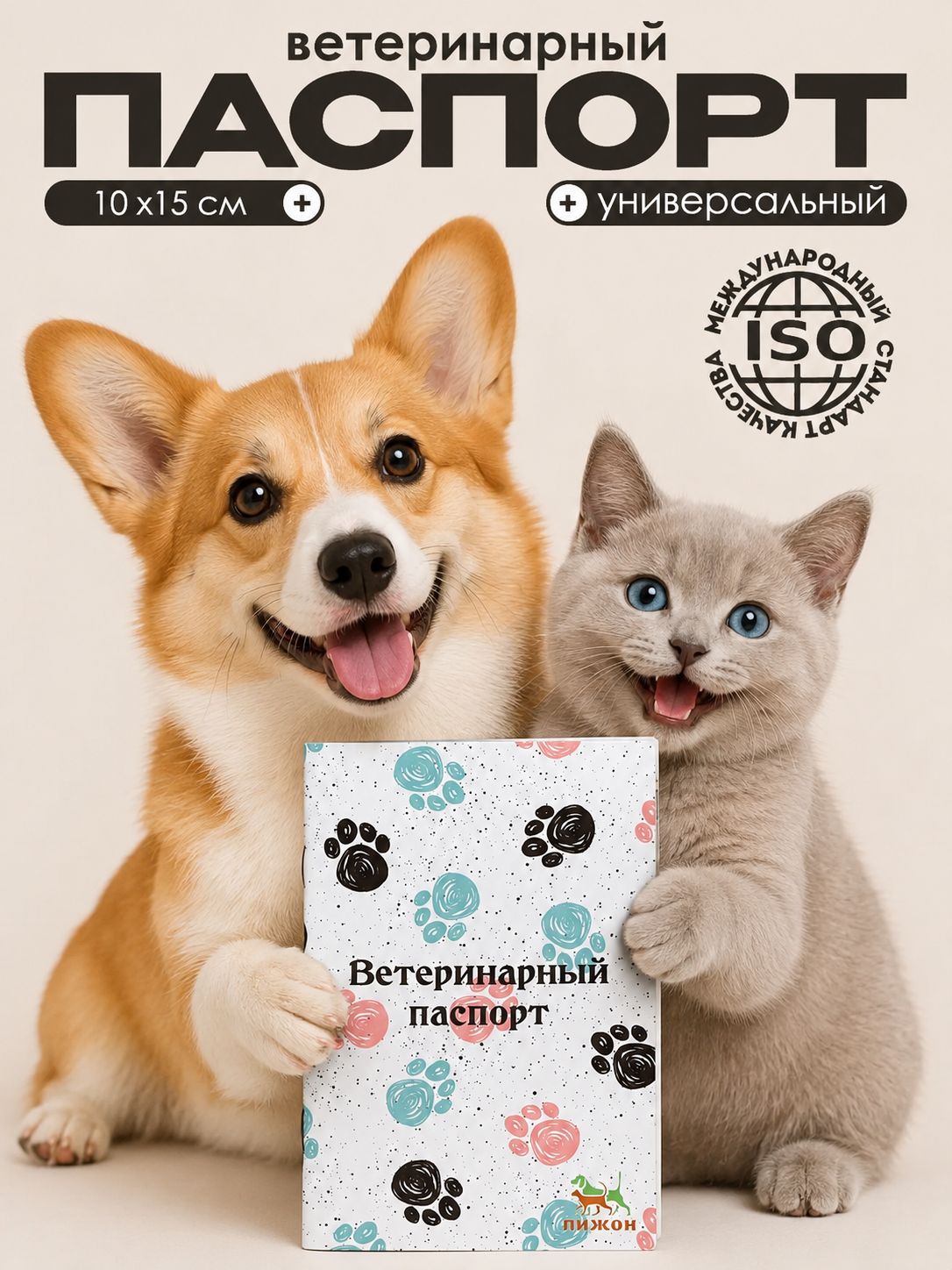 Ветеринарный паспорт для собак и кошек международный, универсальный, 28 страниц