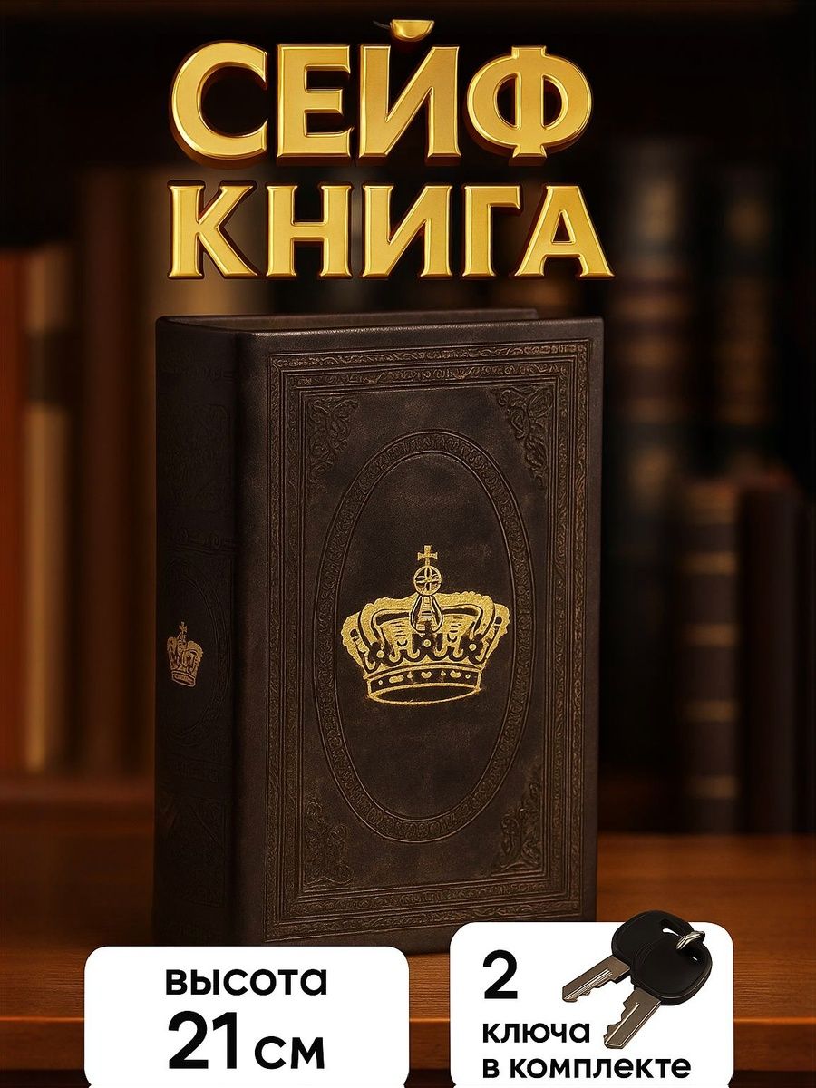 Сейф книга, шкатулка / "Корона" 21х13х5 / шкатулка для денег
