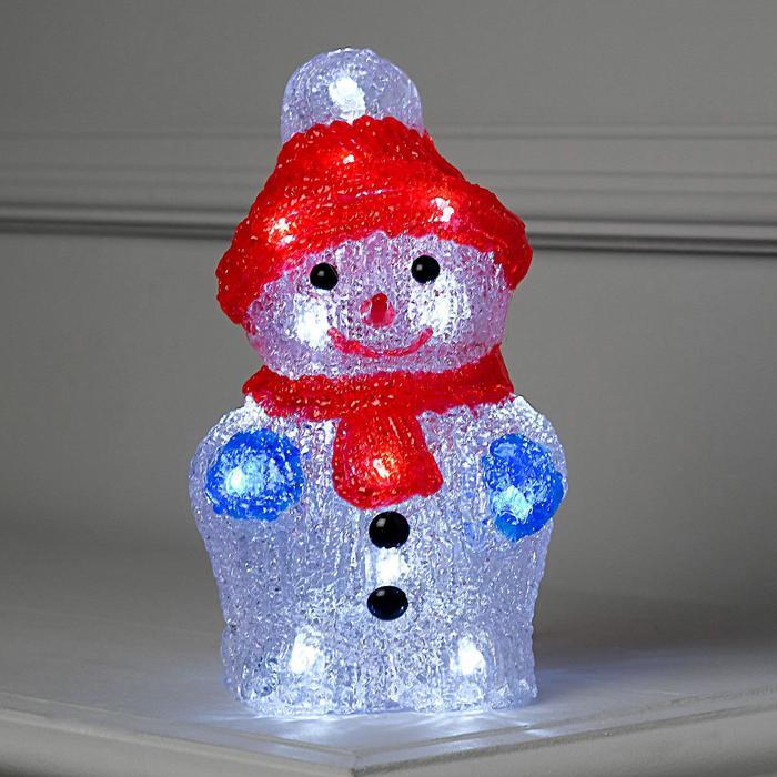 Светодиодная фигура Снеговик 11х22х11 см, акрил, 24 LED, батарейки ААх2 (не в комплекте), свечение белое