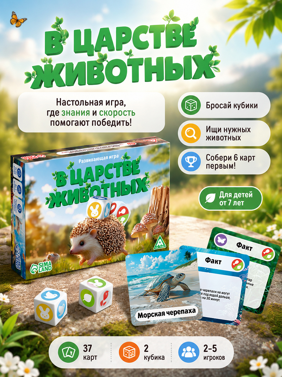 Развивающая игра для детей "В царстве животных",7+