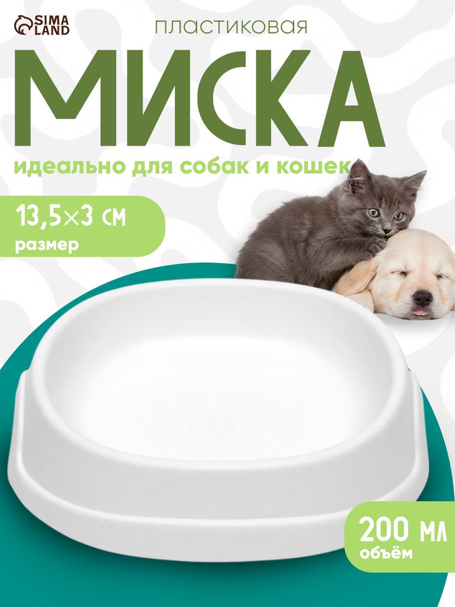 Миска для кошек, 200 мл, 13,5 х 12,5 х 3 см, белая