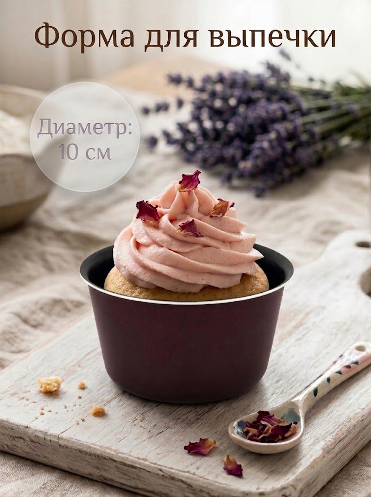 Форма для выпечки, диаметр 10 см, антипригарное покрытие, цвет бордовый