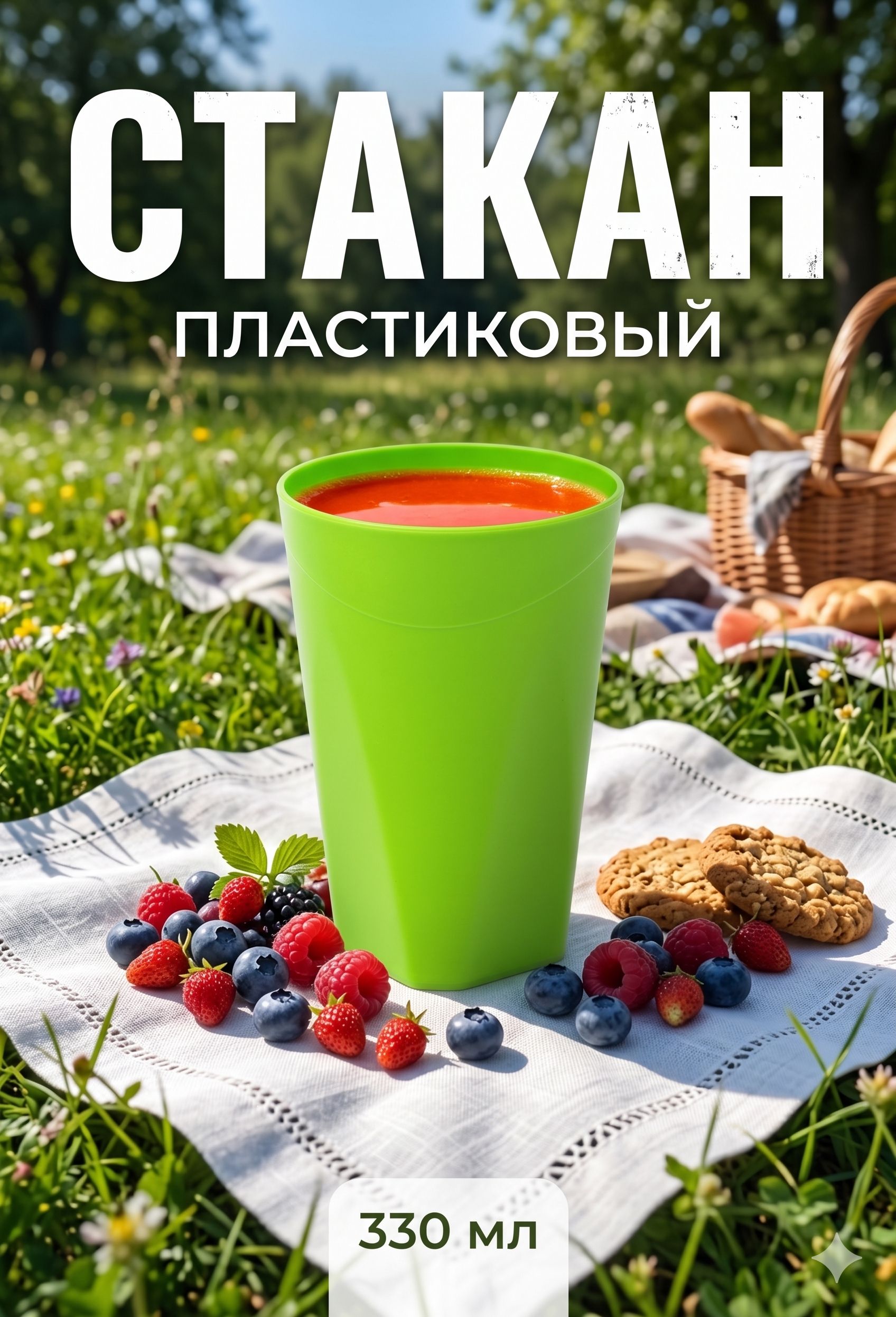 Стакан, 330 мл, пластик, салатовый
