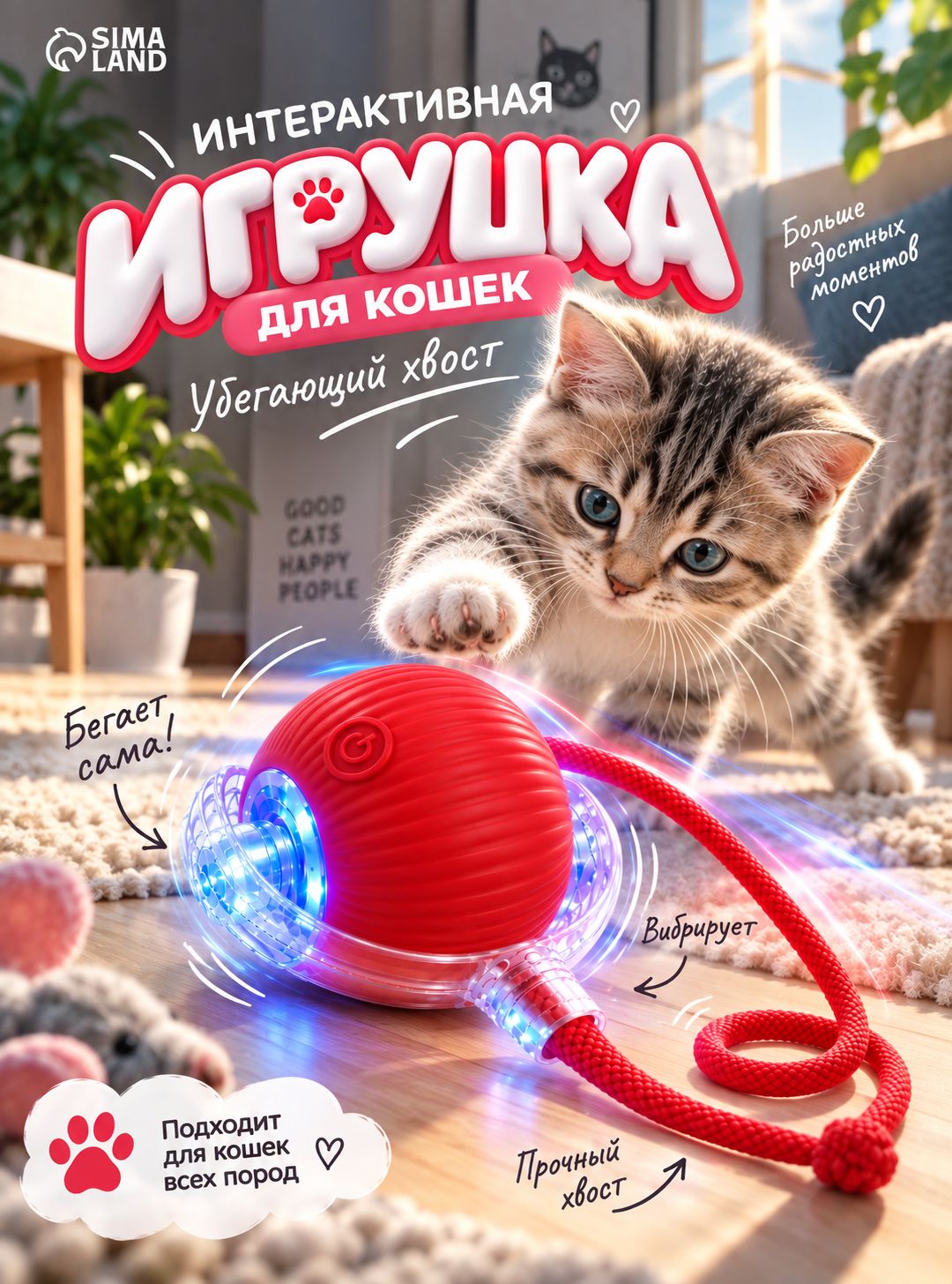 Игрушка для кошек. Интерактивная игрушка для котят. Умный мяч для кота