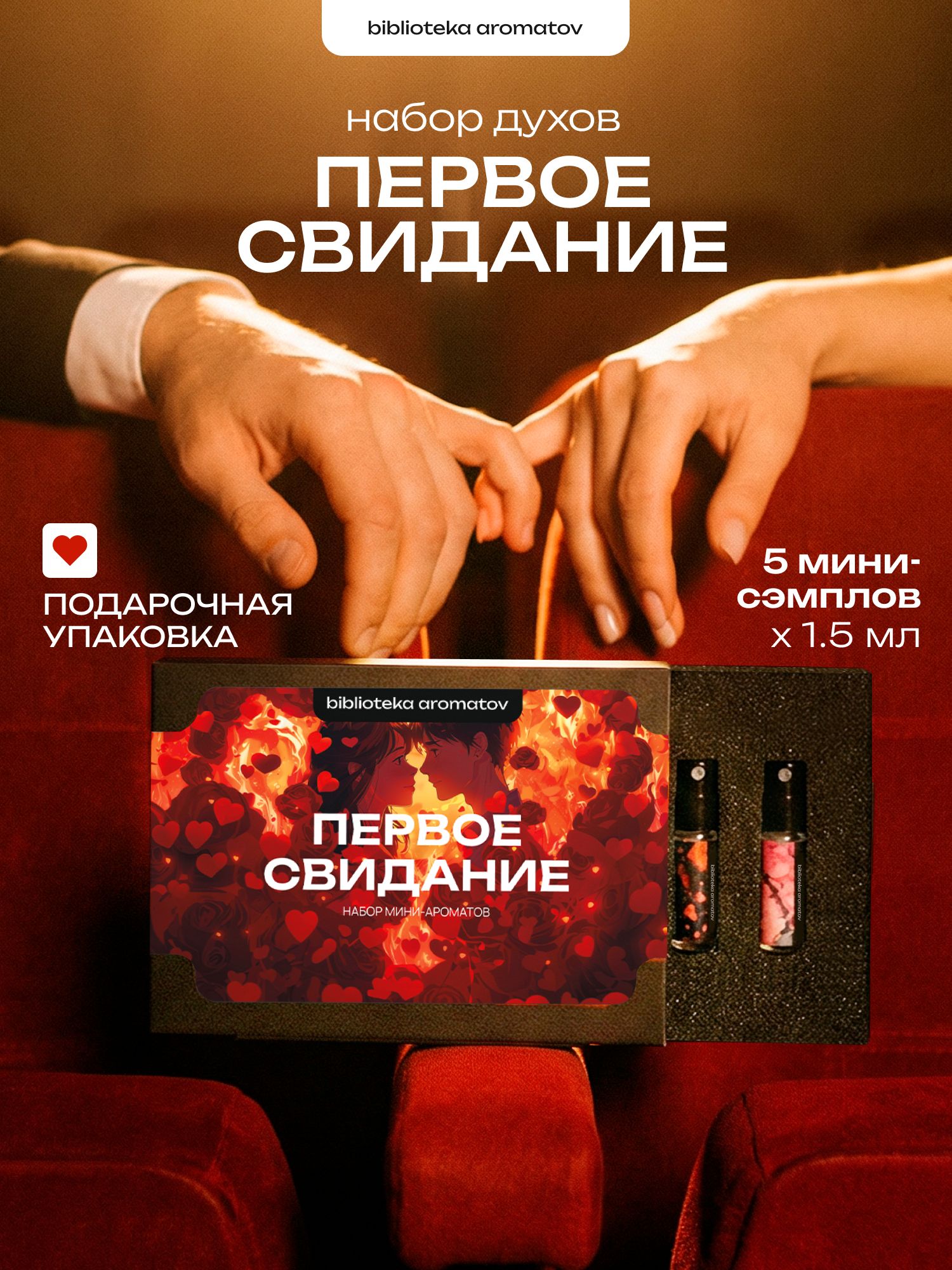 Набор духов женские и мужские 5 ароматов "Первое свидание", Библиотека ароматов
