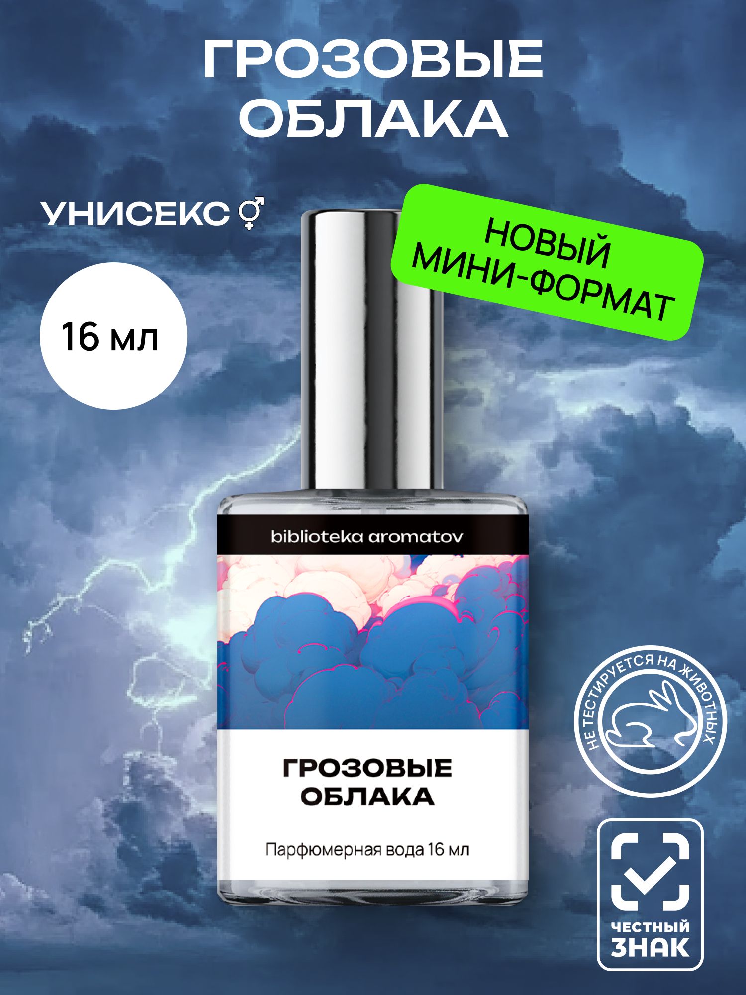 Парфюмерная вода женская и мужская стойкая Грозовые облака 16 мл, Библиотека ароматов