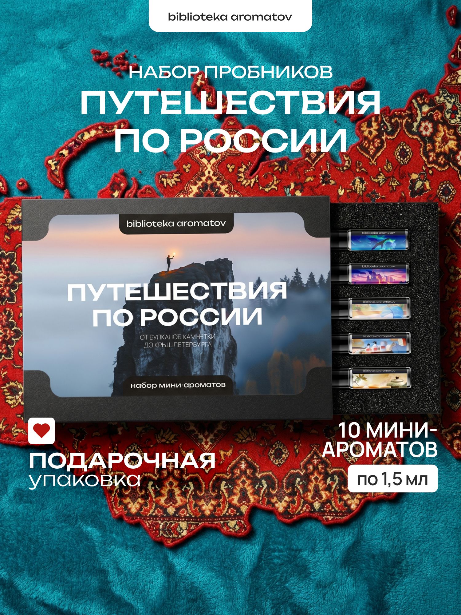 Набор духов женские и мужские 10 ароматов "Путешествия по России", Библиотека ароматов