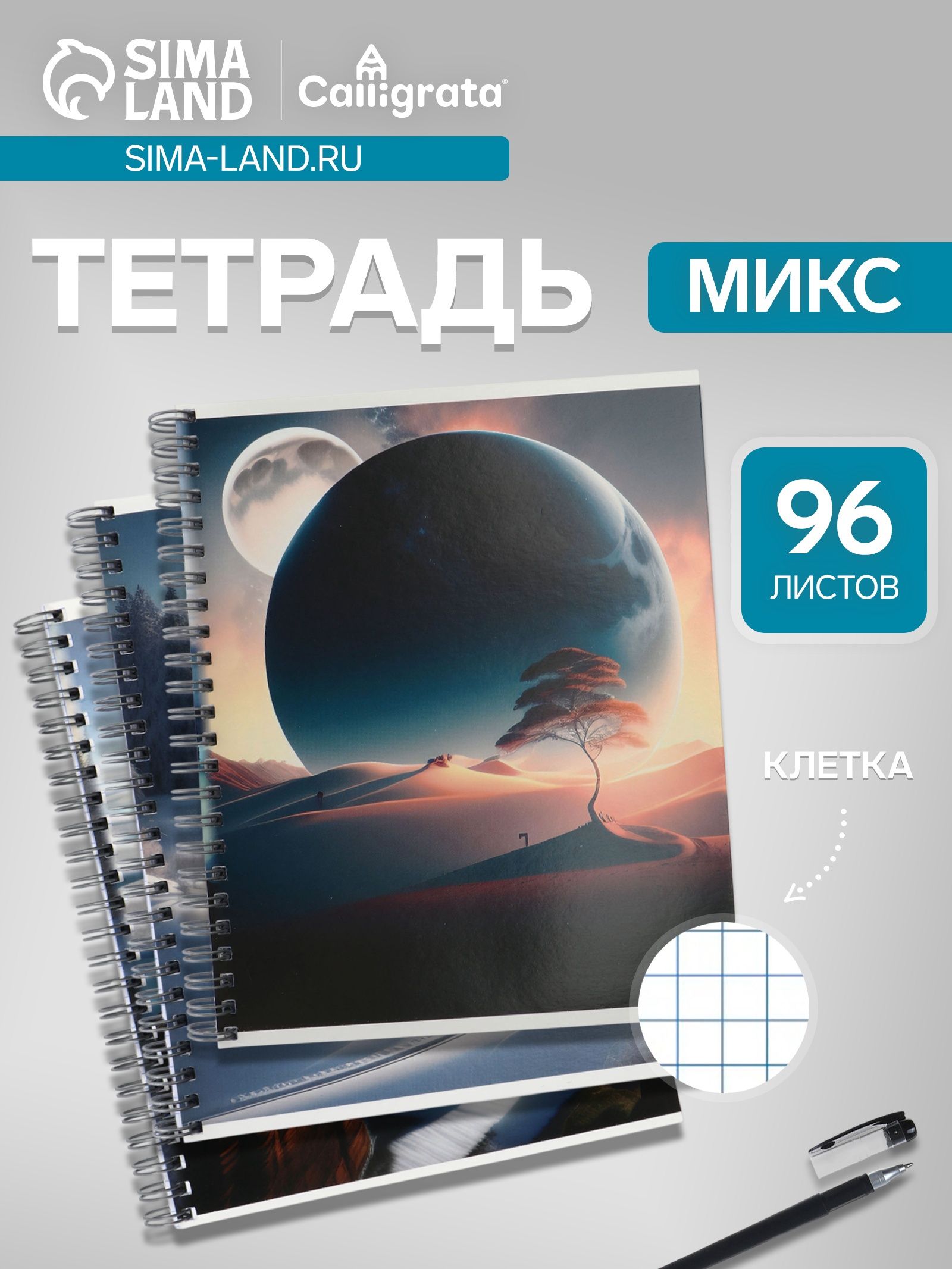 Тетрадь 96 листов в клетку Космический пейзаж , на гребне
