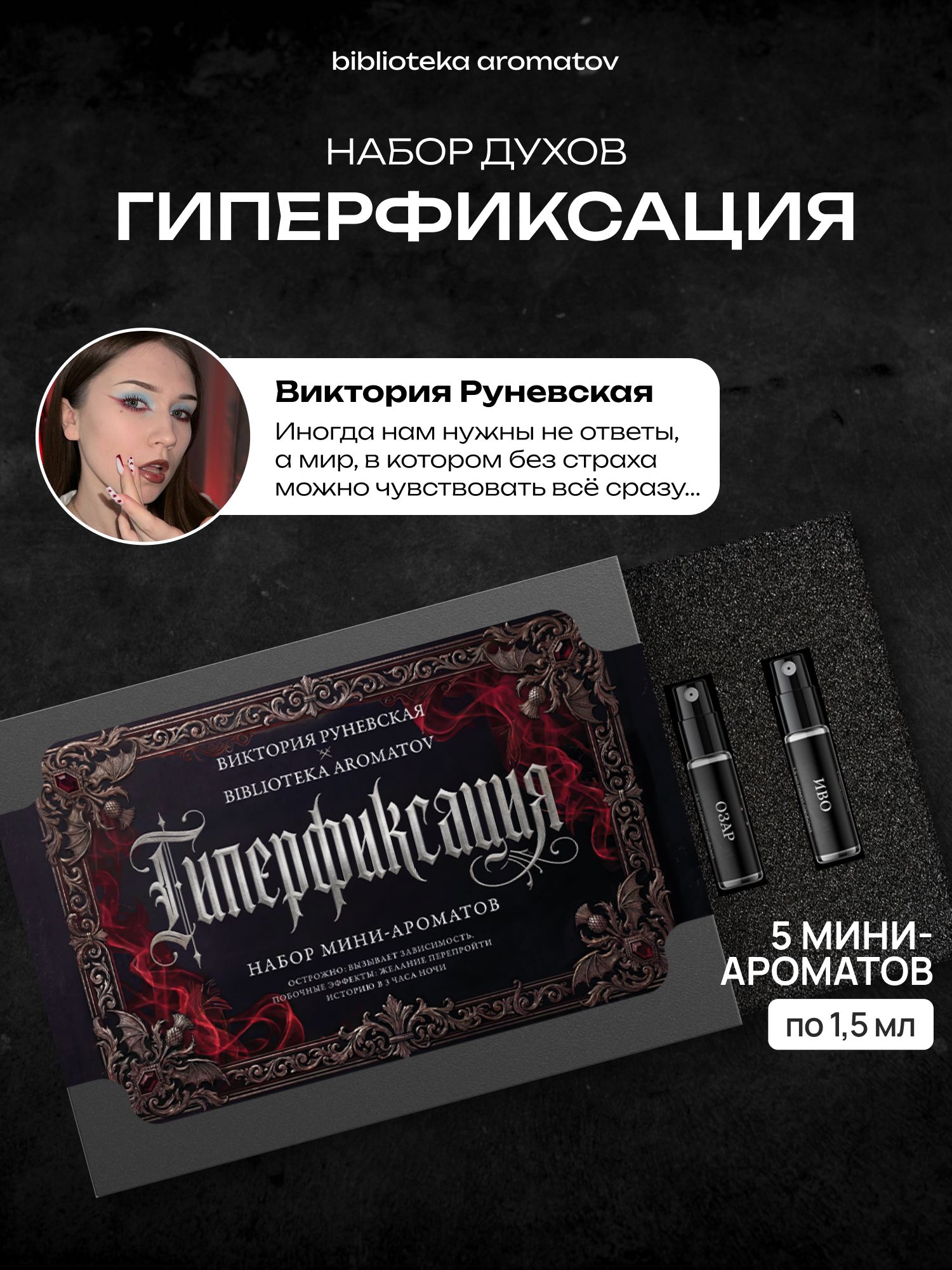 Набор духов женские пробники ГИПЕРФИКСАЦИЯ от блогера Виктория Руневская (бокс 5 ароматов)