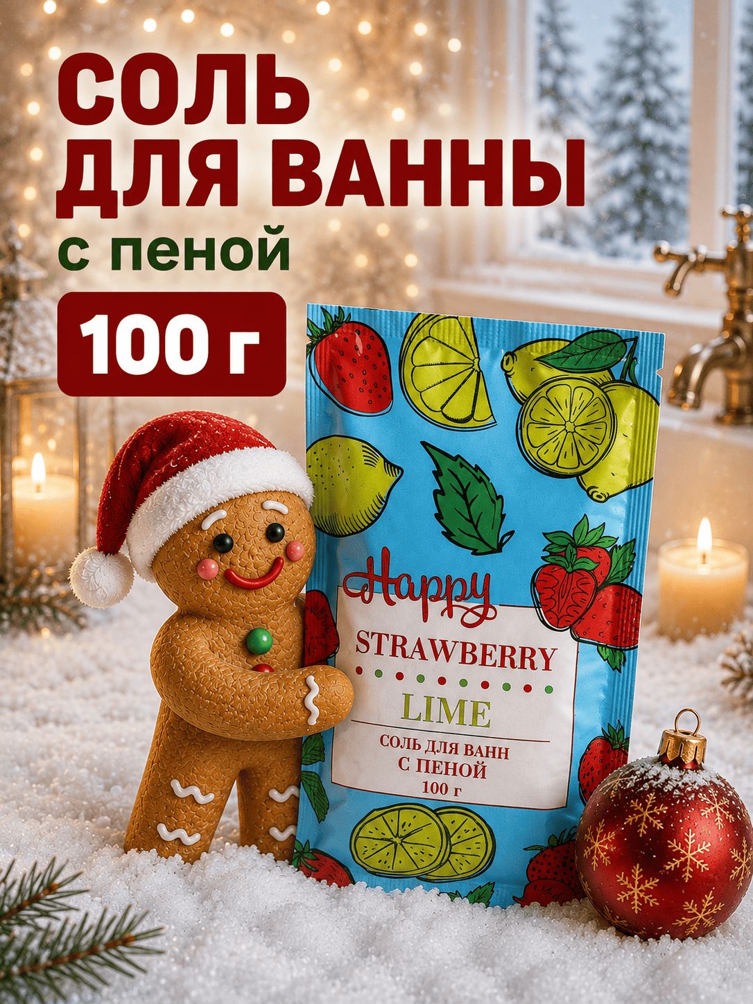 Соль для ванны, морская соль для ванны / новогодний подарок 100 г