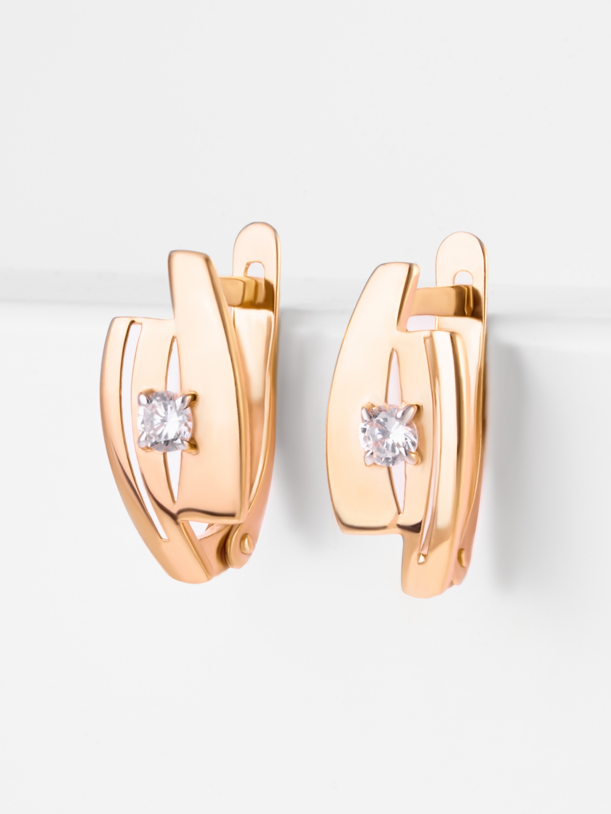 Серьги женские золотые 585 с фианитом