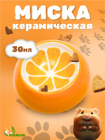 Миска для грызунов керамическая, 30 мл, 7.7x2.3 см, оранжевая