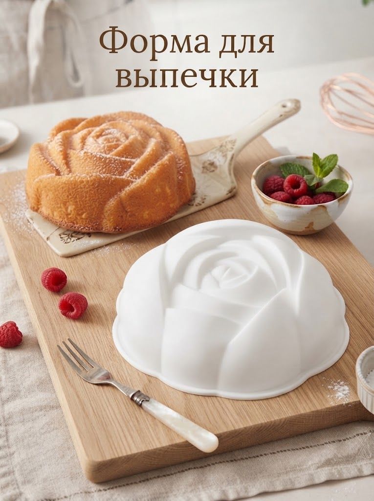 Форма силиконовая для выпечки и муссовых десертов, Доляна "Роза", размер 17х5,5 см