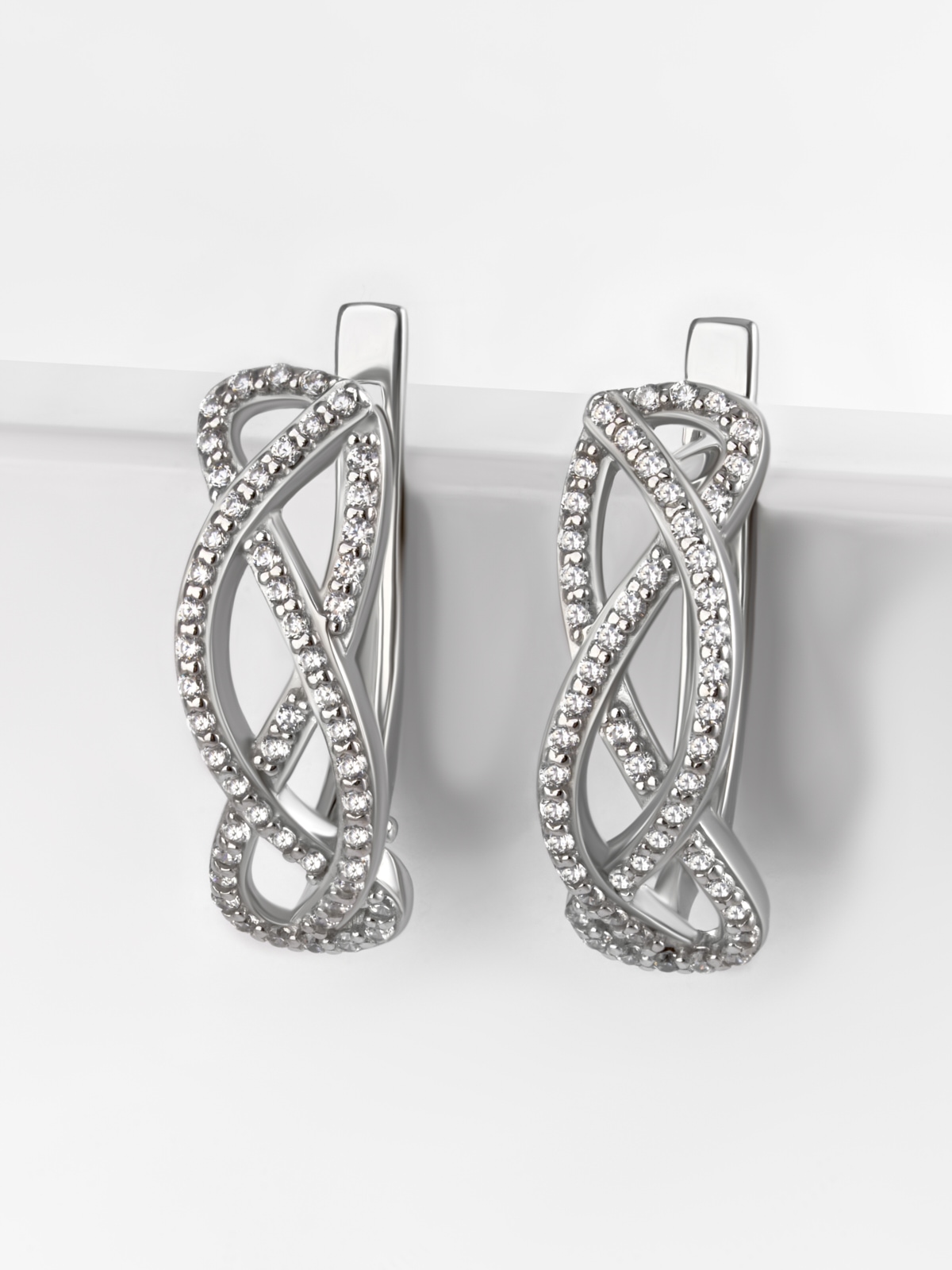 Серьги серебряные 925 пробы с фианитами