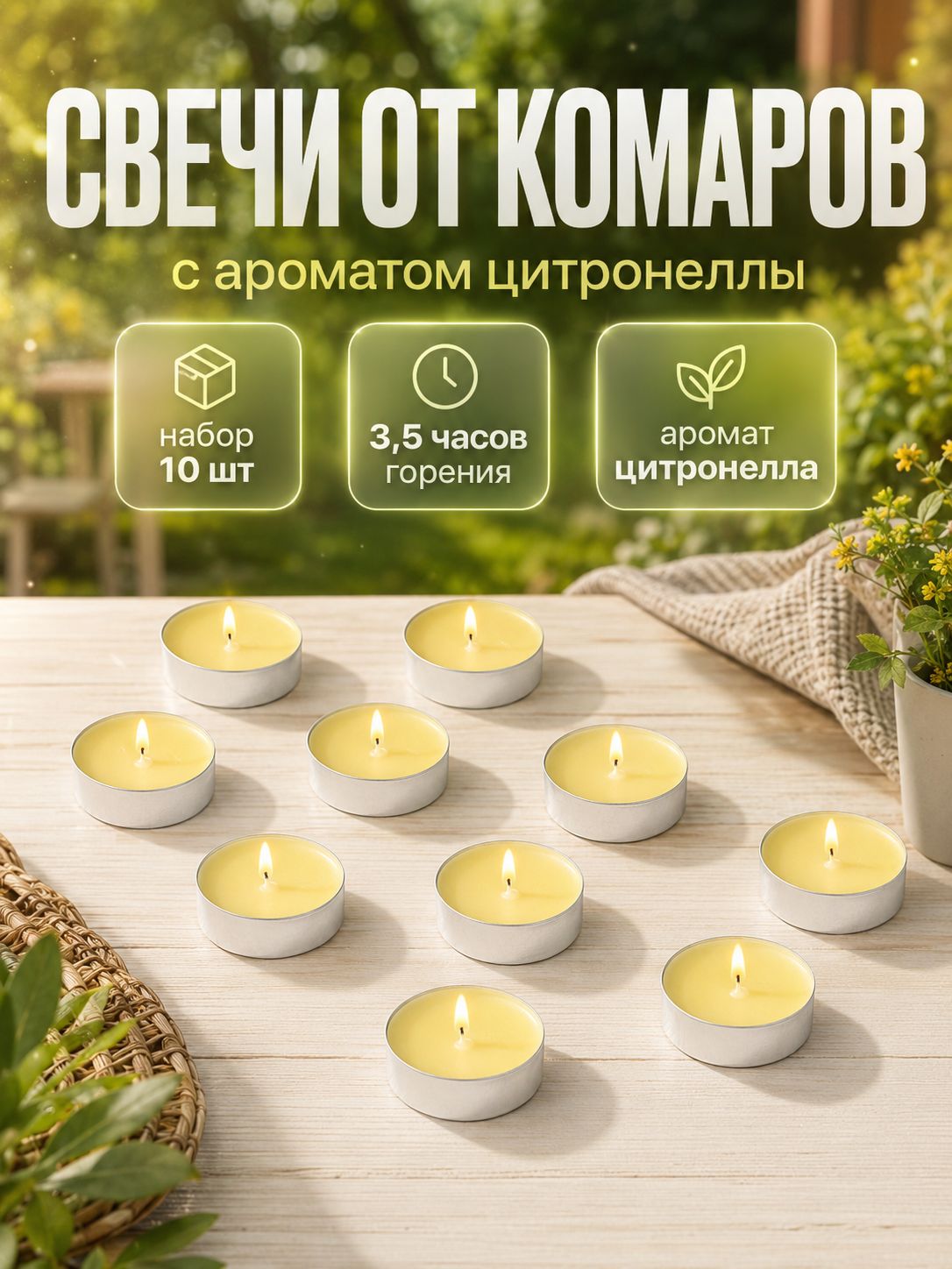 Свечи от комаров, 10 шт. / свечи антимоскитные