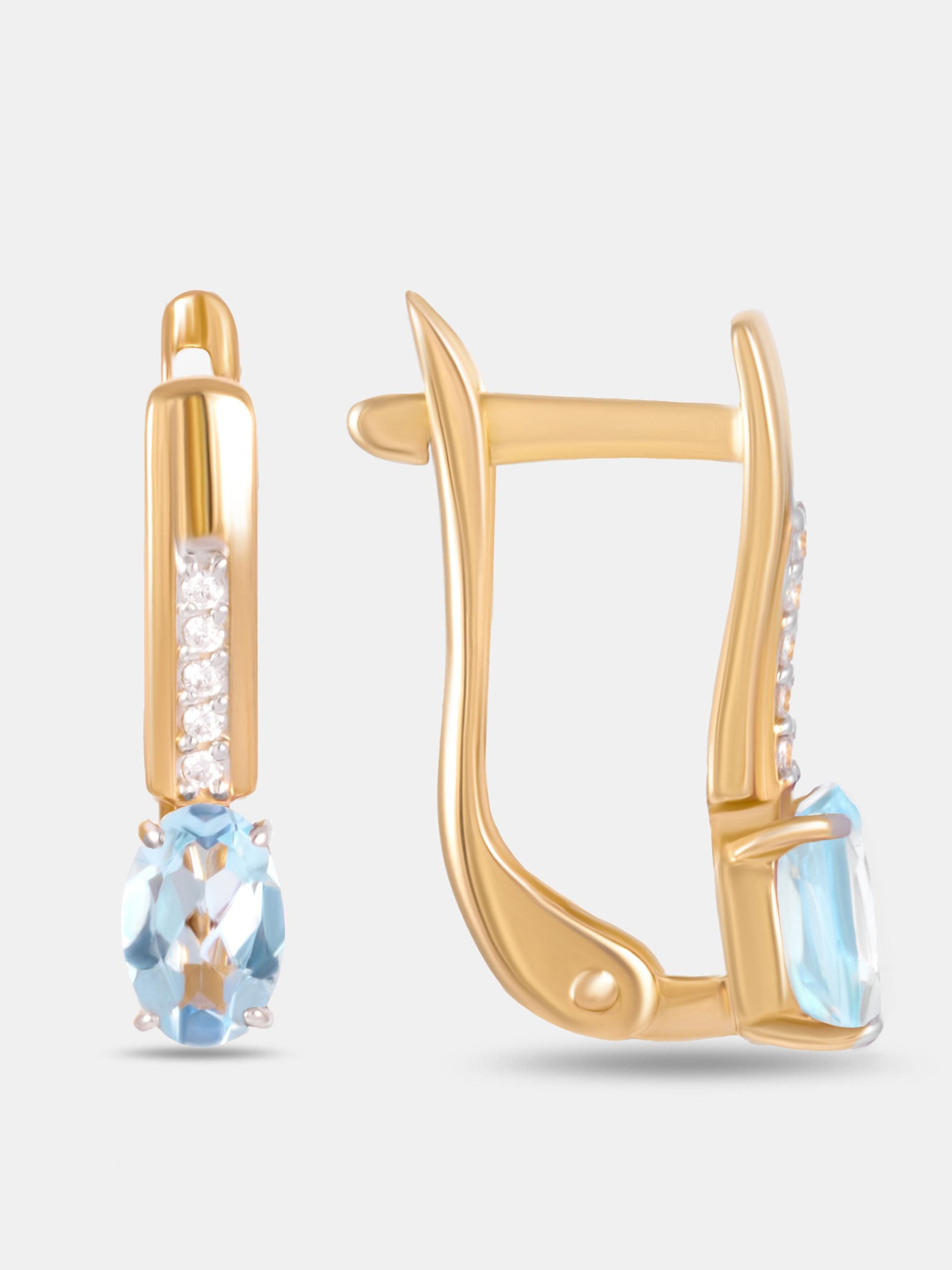 Серьги женские из золота 585 пробы с топазом
